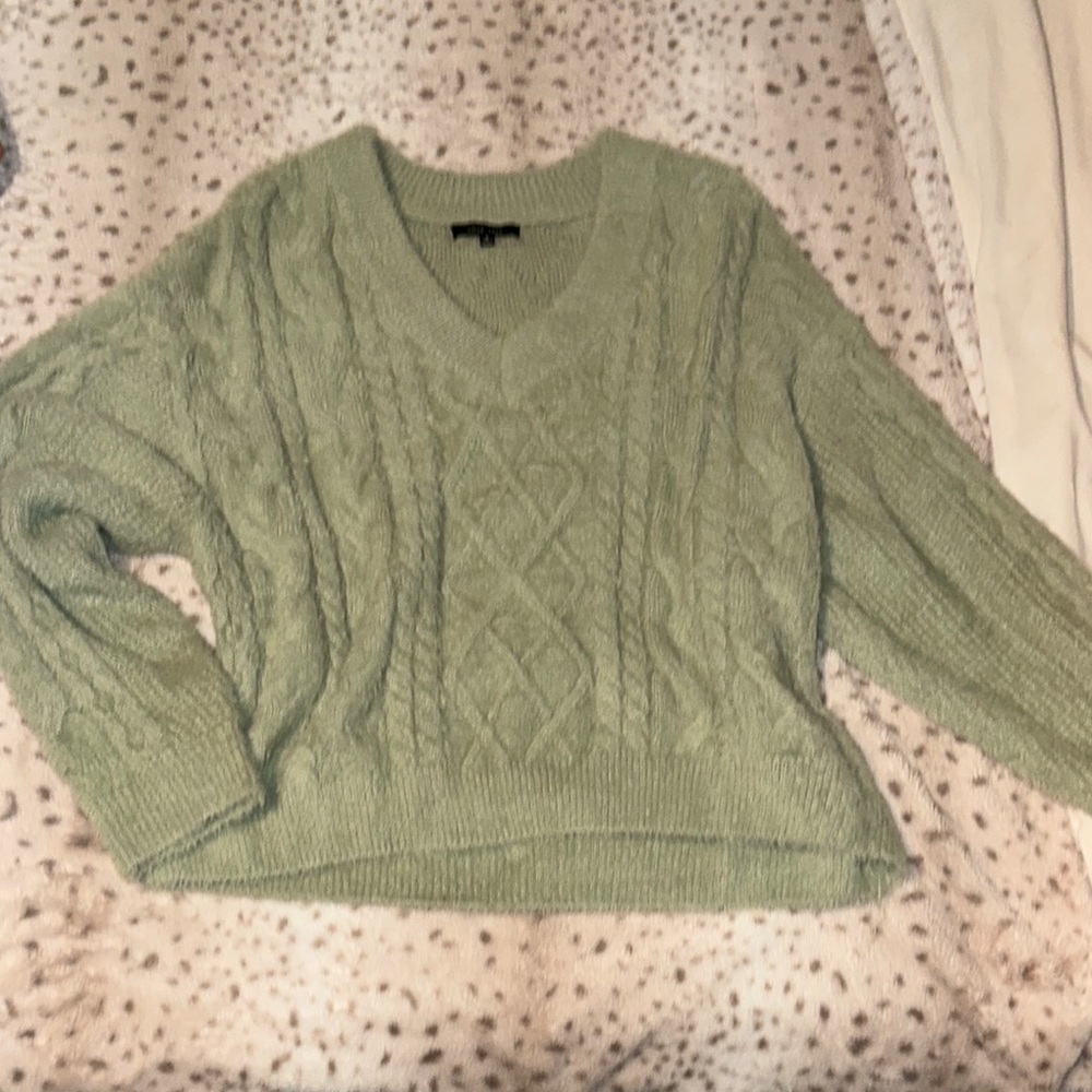 Green Cable Knit Sweater